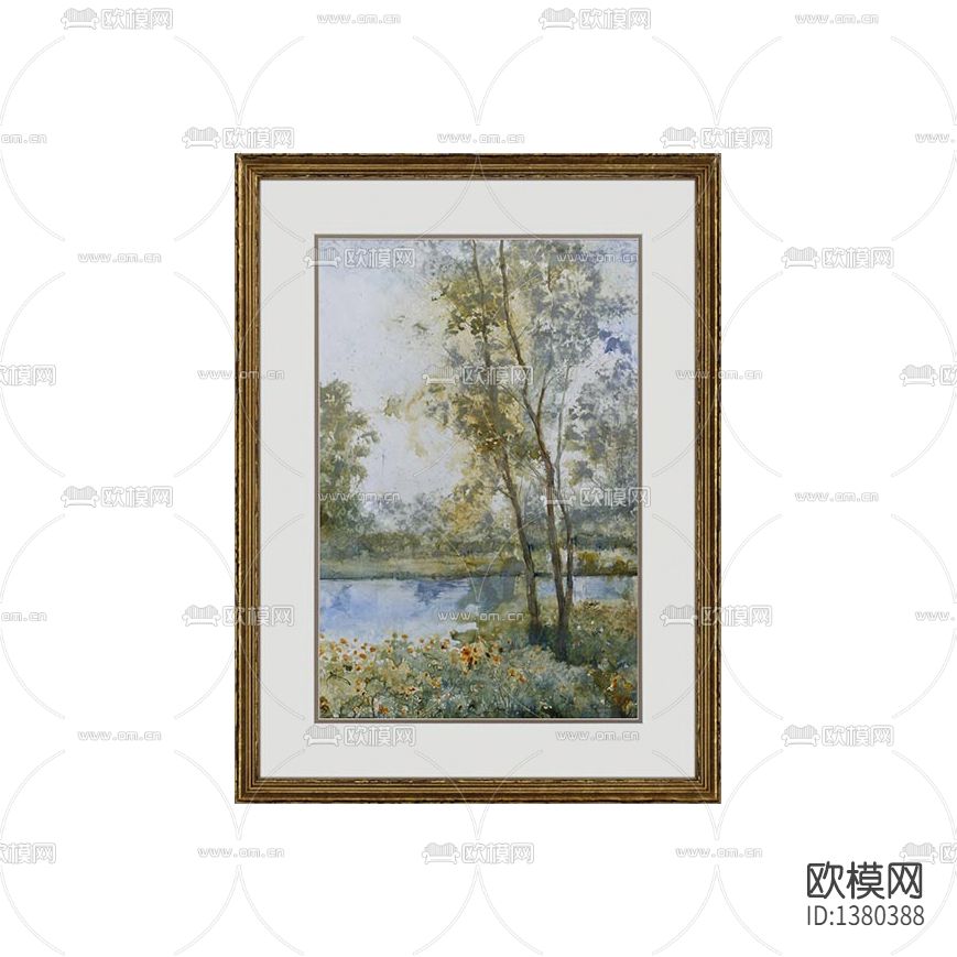美式简约实木画框风景油画下载