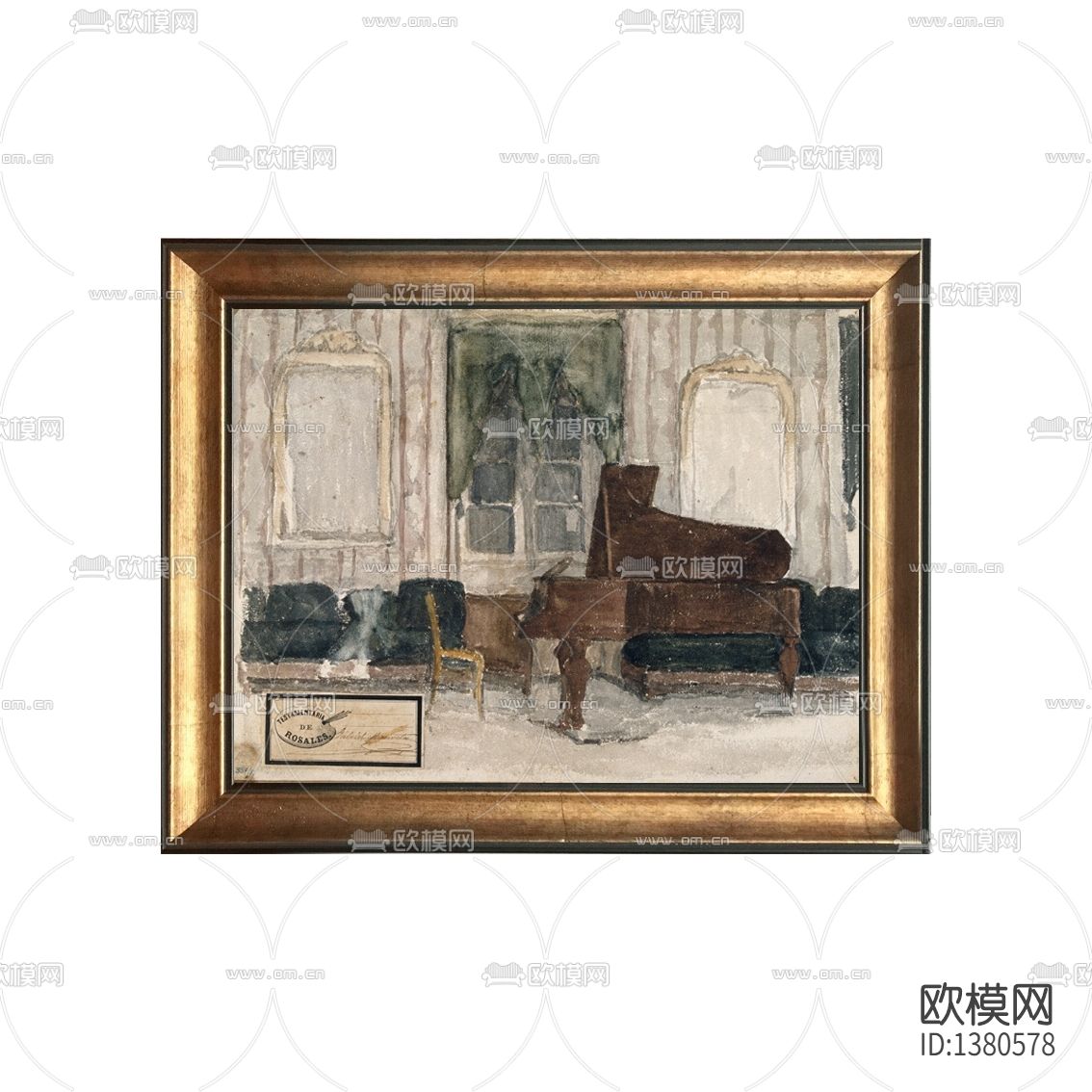 美式古典实木画框琴房油画