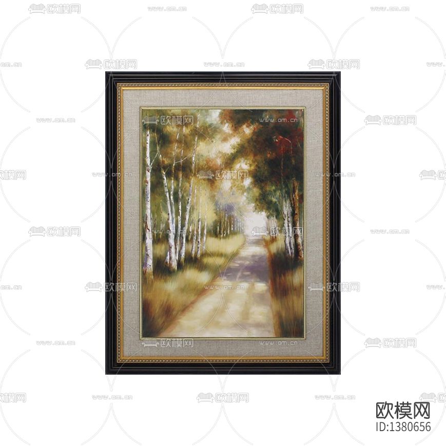 美式古风实木相框乡村小道油画下载