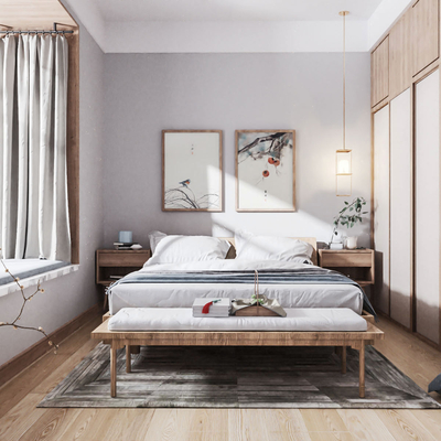  日式民宿卧室su模型 