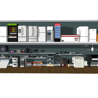  现代冰箱空调洗衣机su模型 