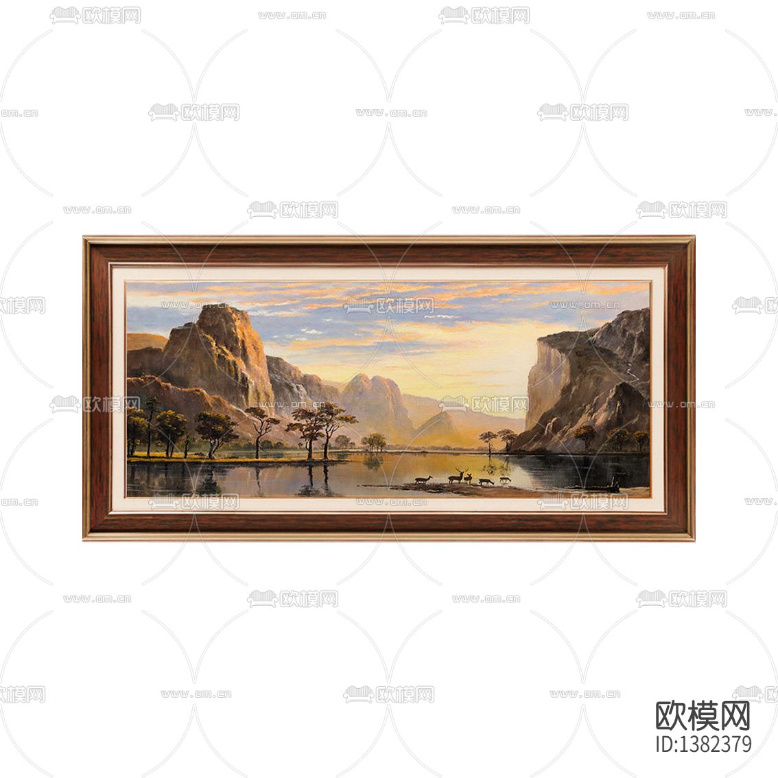 简欧实木画框山水风景油画