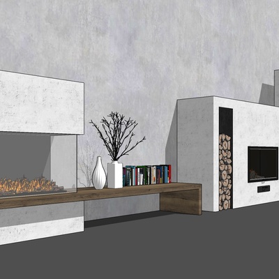  现代壁炉su模型 