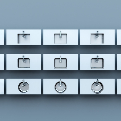  现代水槽台盆su模型 