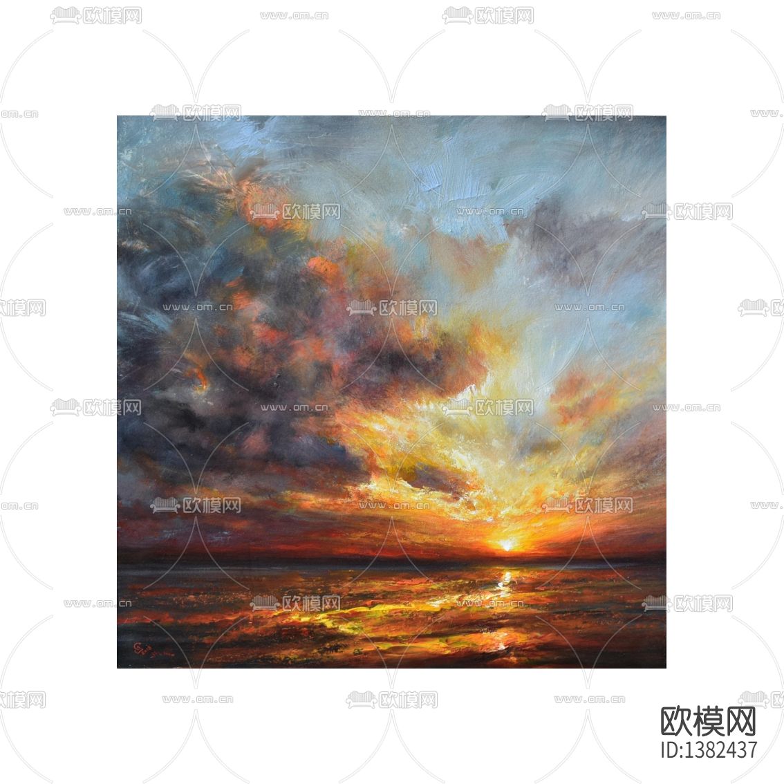 现代轻奢抽象风景油画