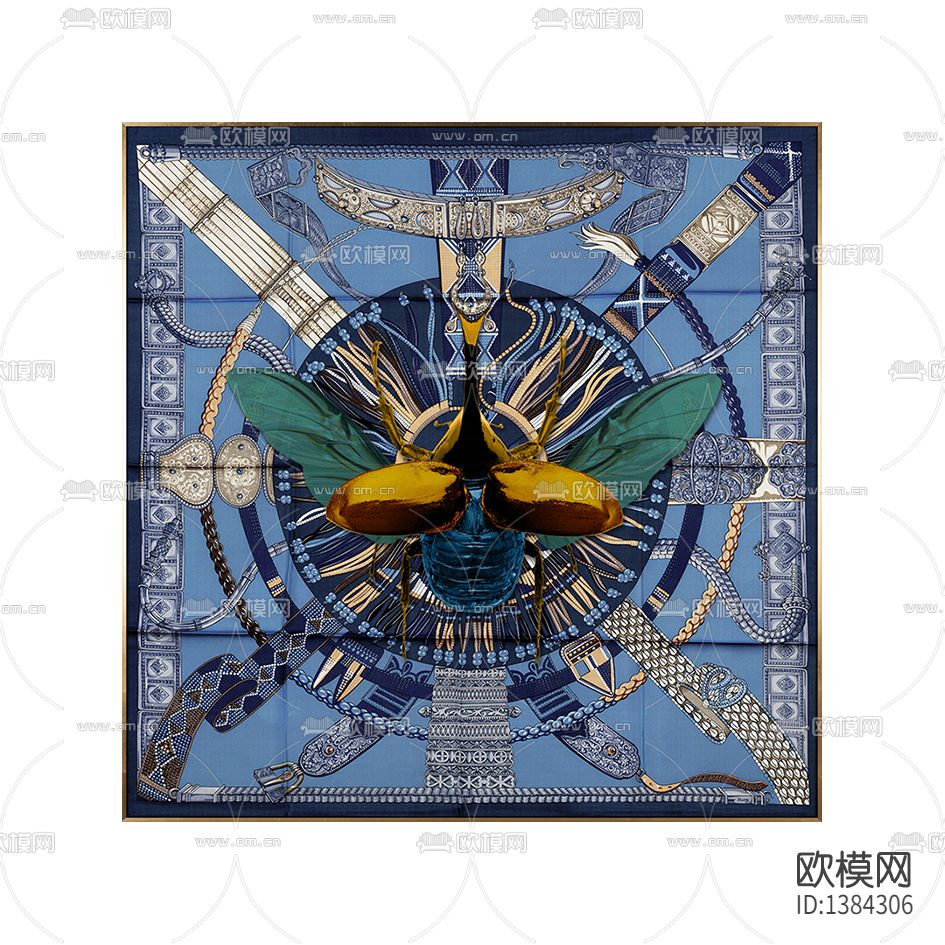 美式轻奢创意立体昆虫装置画下载