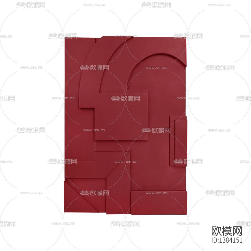 现代简约创意红色几何立体装置画下载