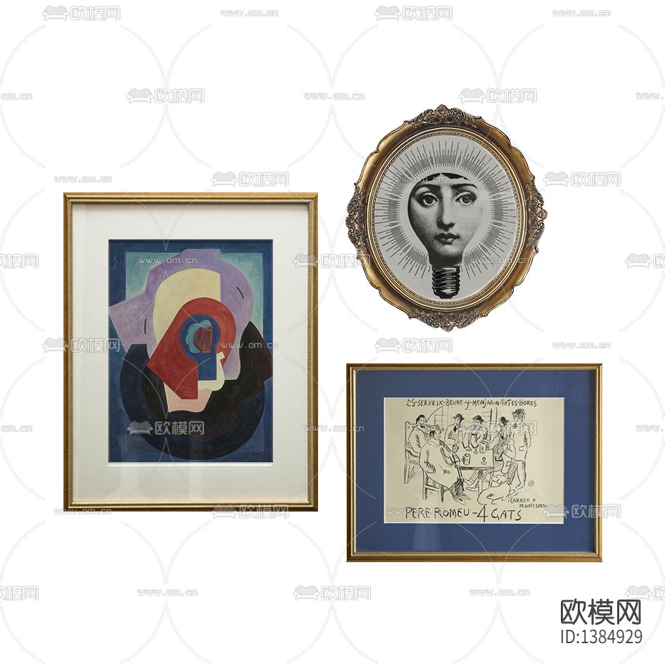 美式复古创意手绘装饰画下载