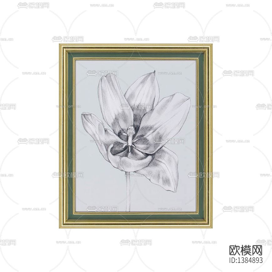 美式简约创意素描花卉装饰画