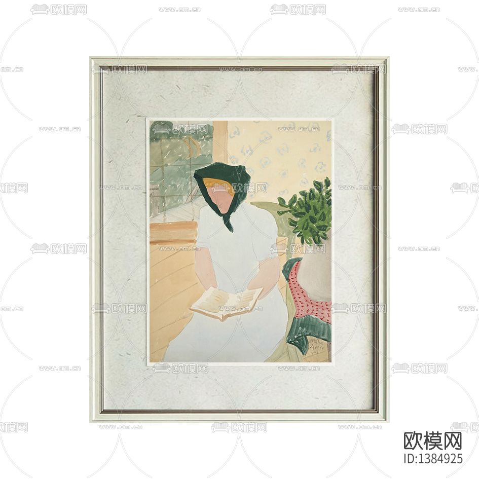 美式简约创意色彩手绘人像装饰画下载