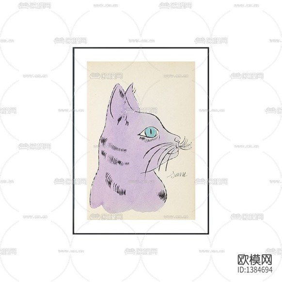 現(xiàn)代簡約創(chuàng)意小貓彩色手繪速寫裝飾畫下載