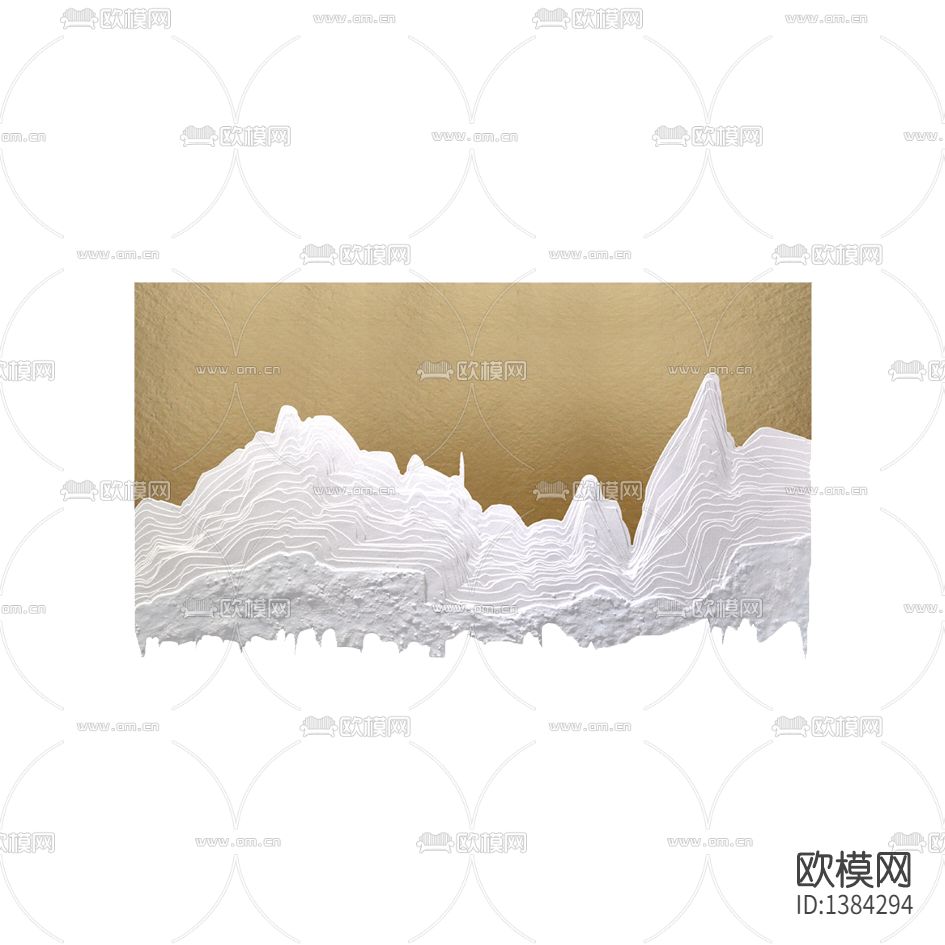新中式轻奢层叠山峰立体装置画