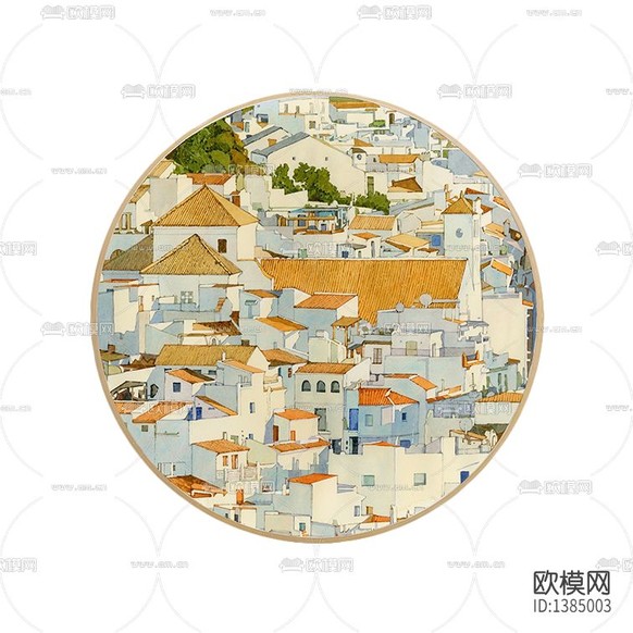 現(xiàn)代簡約創(chuàng)意手繪城市鳥瞰圖裝飾畫下載
