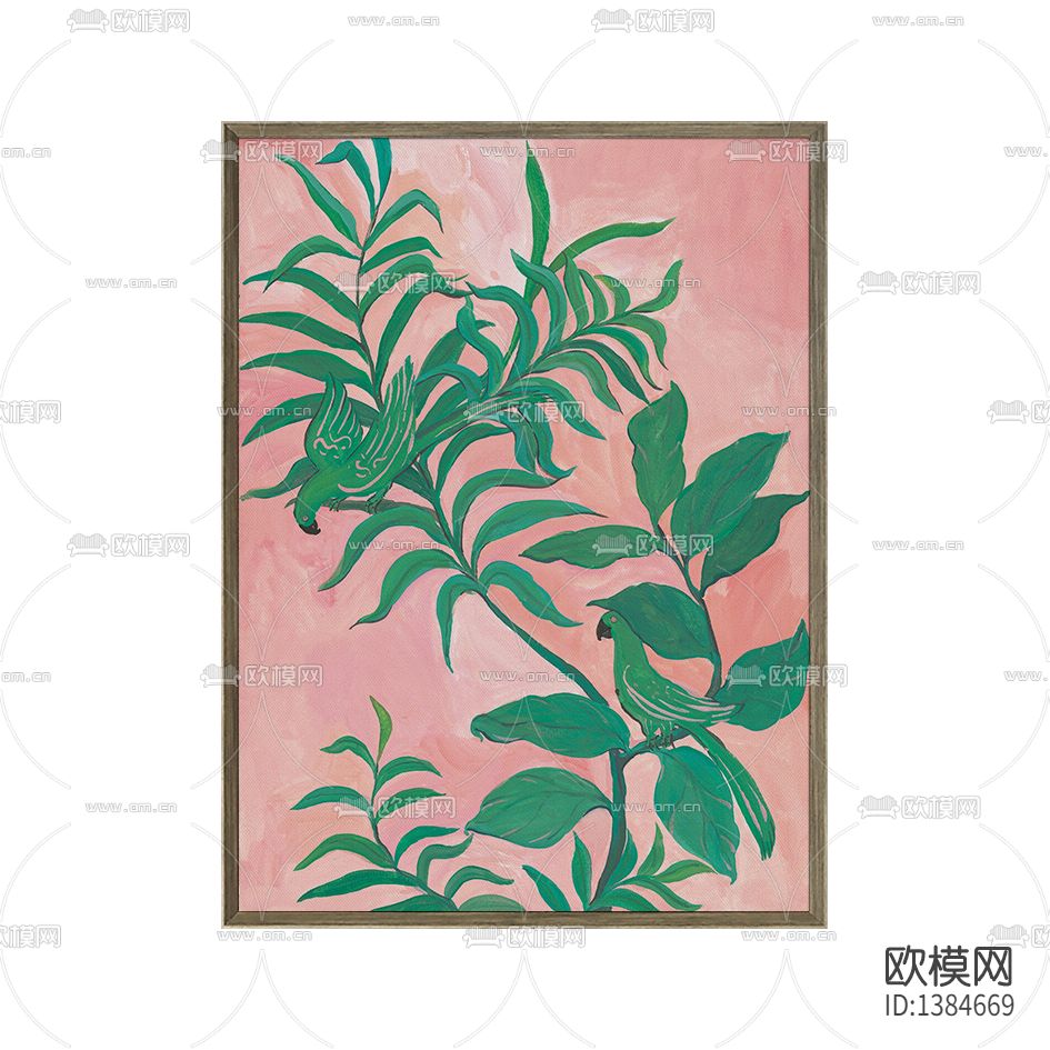 北欧简约创意花卉绿植色彩手绘速写装饰画下载