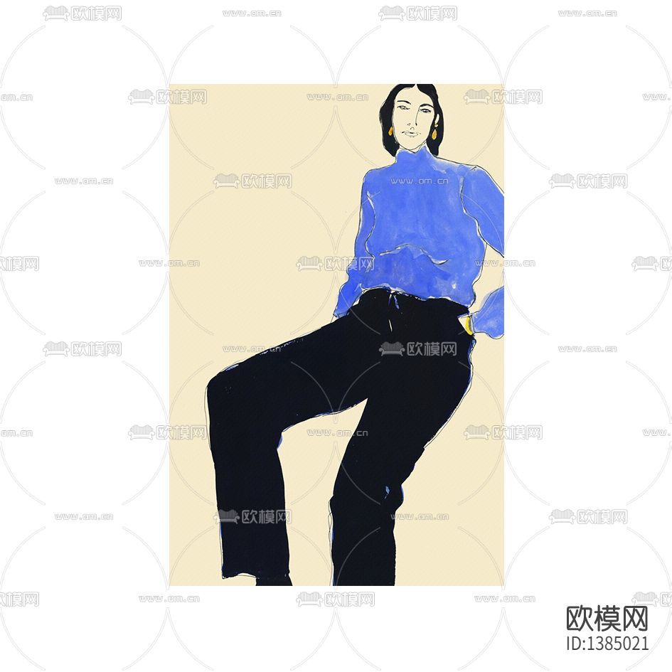 现代简约创意色彩人像装饰画下载