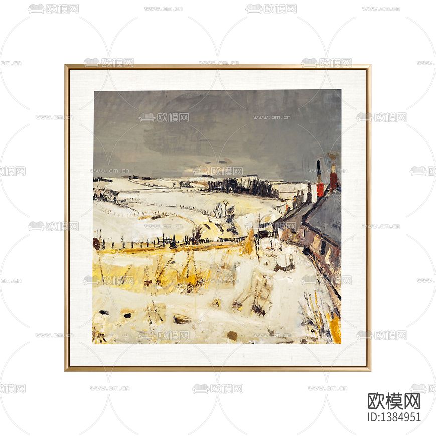 美式简约创意色彩手绘风景装饰画下载