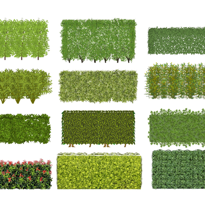 现代灌木绿篱墙su模型 