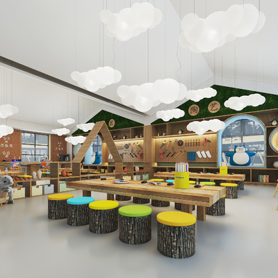 现代幼儿园手工室3d模型