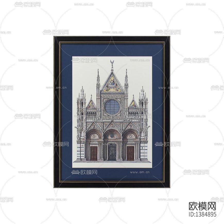 美式简约创意色彩手绘建筑装饰画下载