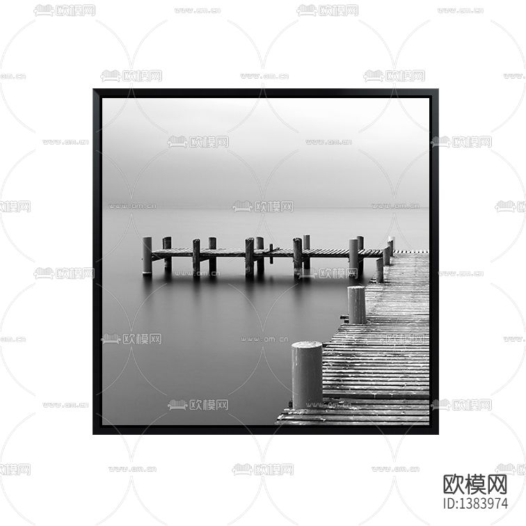 现代简约码头创意黑白摄影装饰画下载