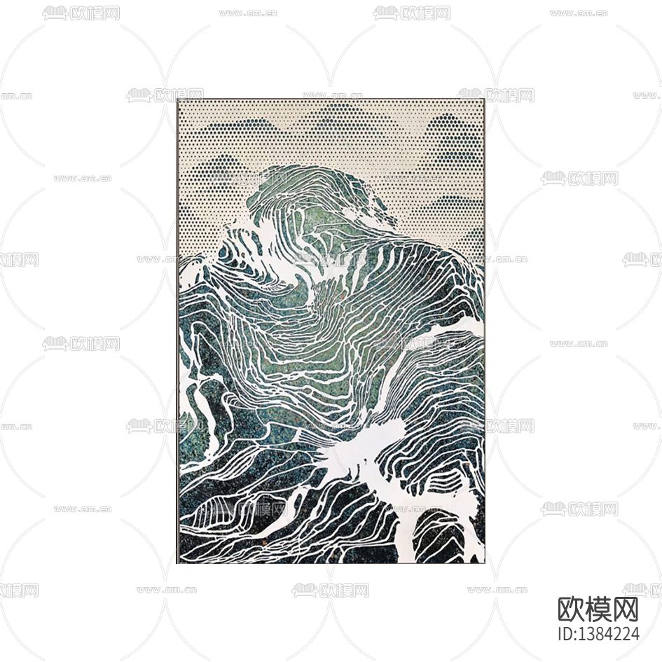 新中式轻奢创意山峰抽象装置画下载