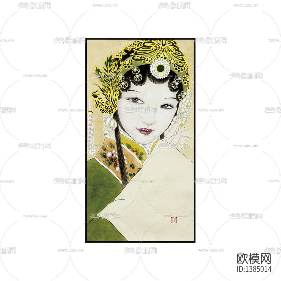 新中式古典创意京剧色彩人像手绘装饰画下载