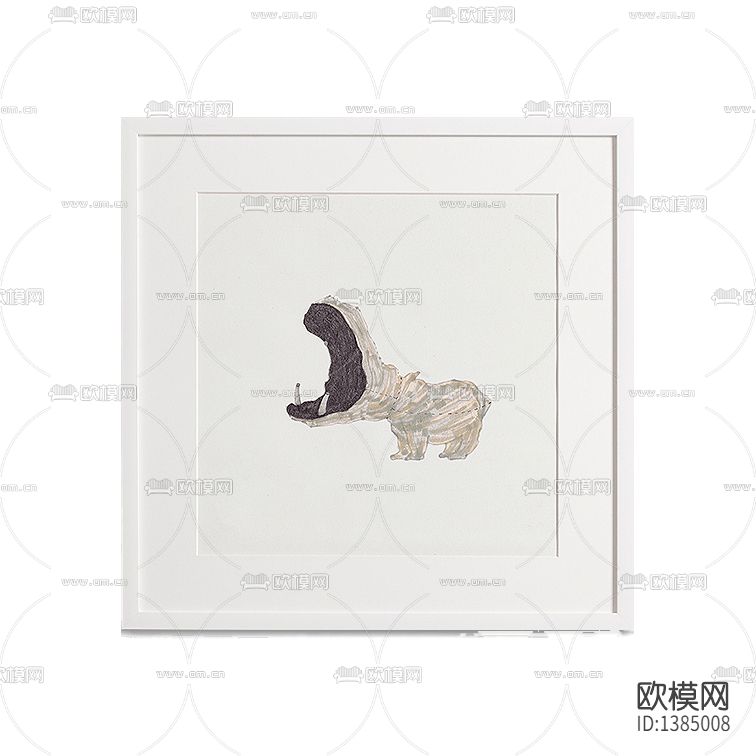 现代简约创意手绘河马装饰画