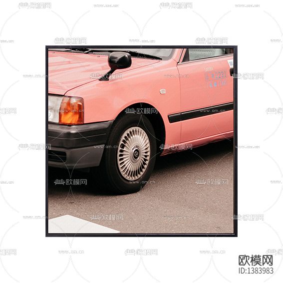 北欧简约粉色汽车创意摄影装饰画下载