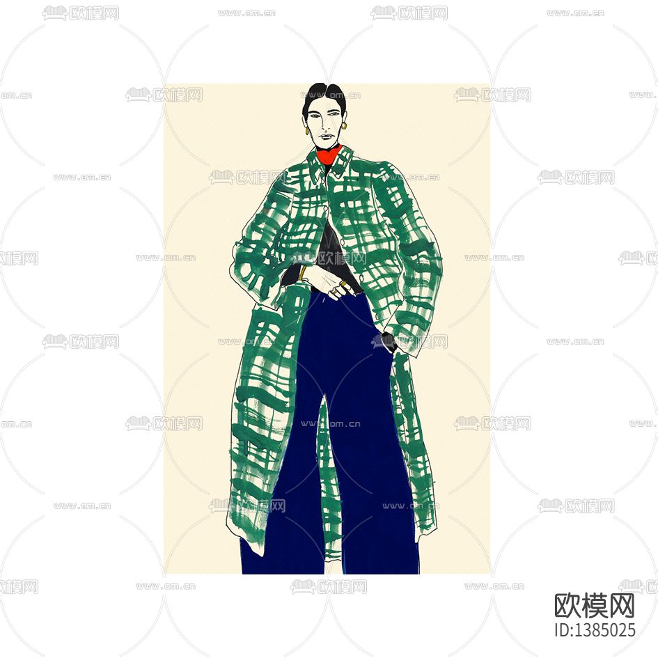 现代简约创意色彩人像装饰画下载