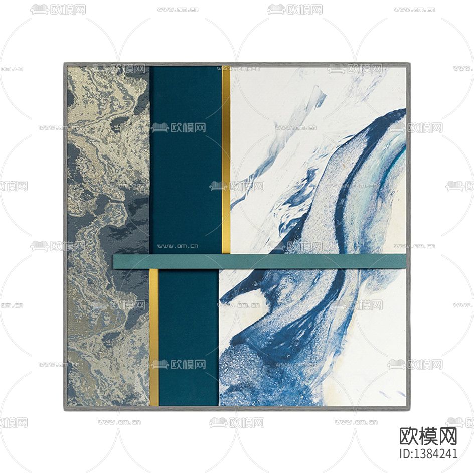 新中式轻奢水墨立体装置画下载