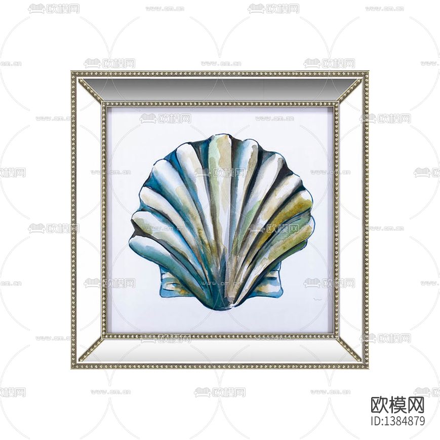 美式简约创意手绘色彩贝壳装饰画下载