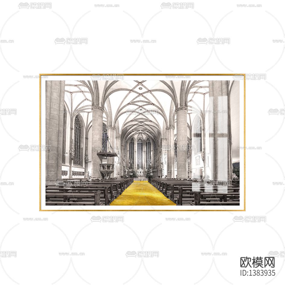欧式古典教堂室内装饰摄影装饰画下载