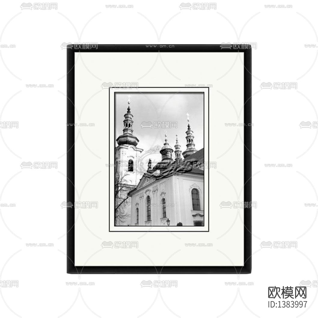 欧式古典建筑创意黑白摄影装饰画