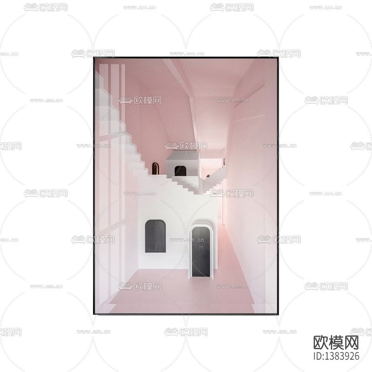 北欧简约粉色客厅创意摄影装饰画