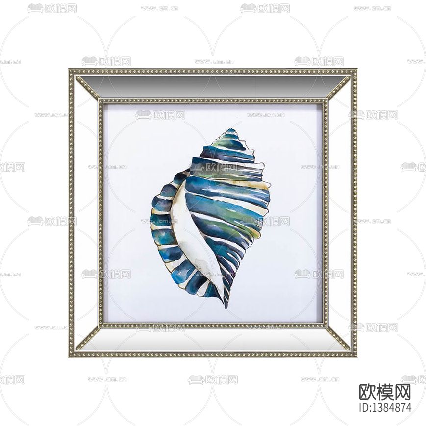 美式简约创意手绘色彩海螺装饰画下载