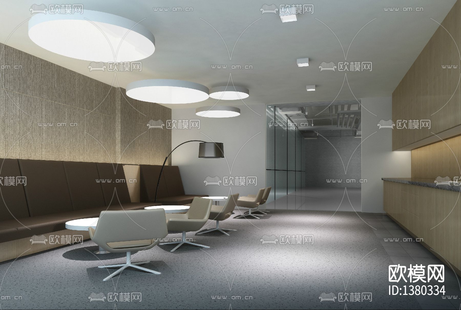 办公楼研发楼办公室cad施工图下载（渲染图5）