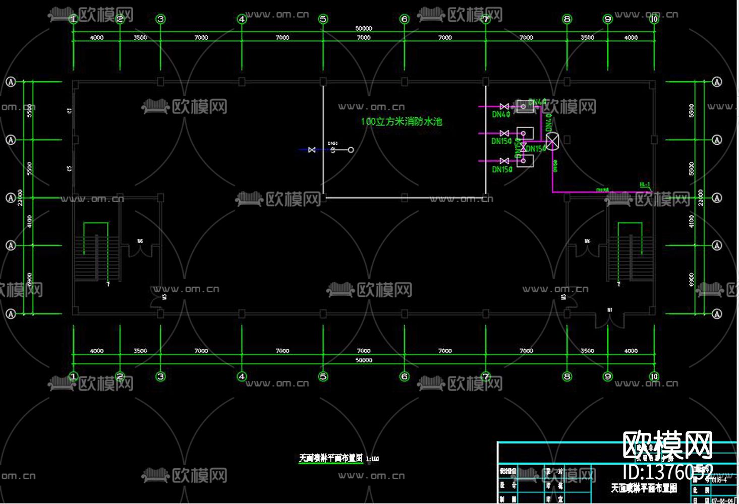 电子厂消防cad施工图下载（渲染图1）