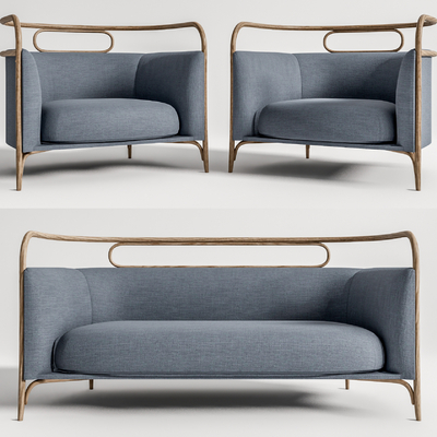 现代布艺休闲沙发su模型