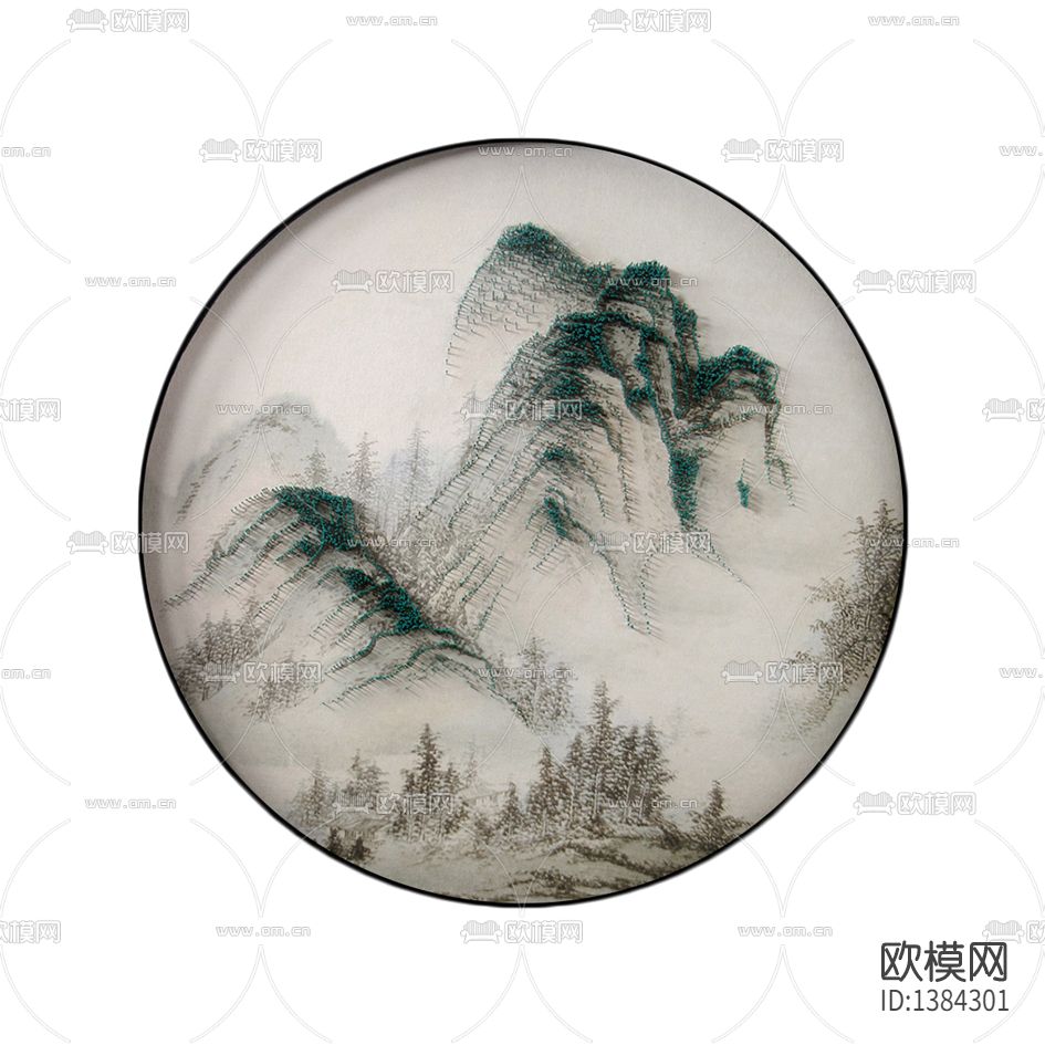 新中式禅意手工立体山峰装置画