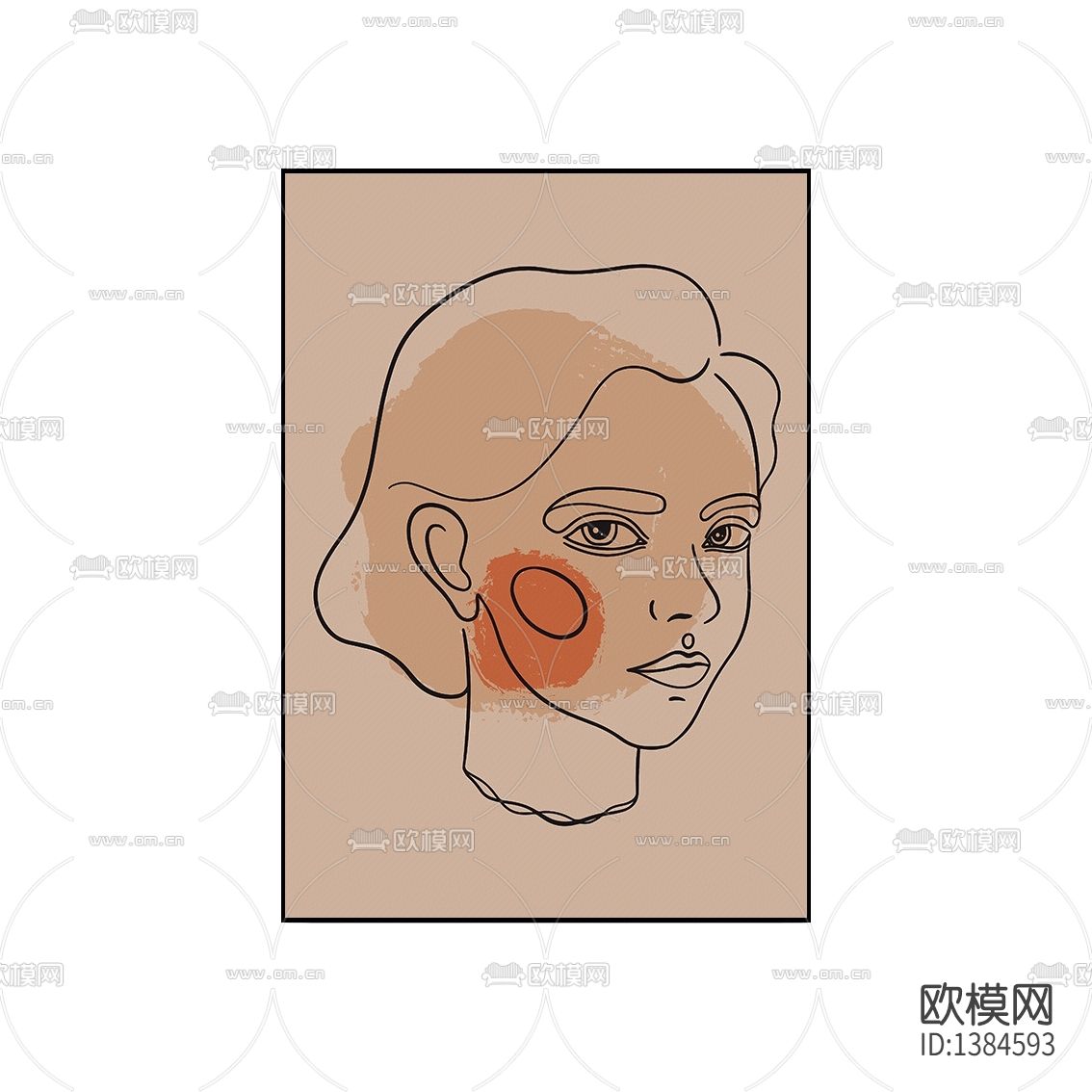 美式简约创意女性手绘速写肖像装饰画下载