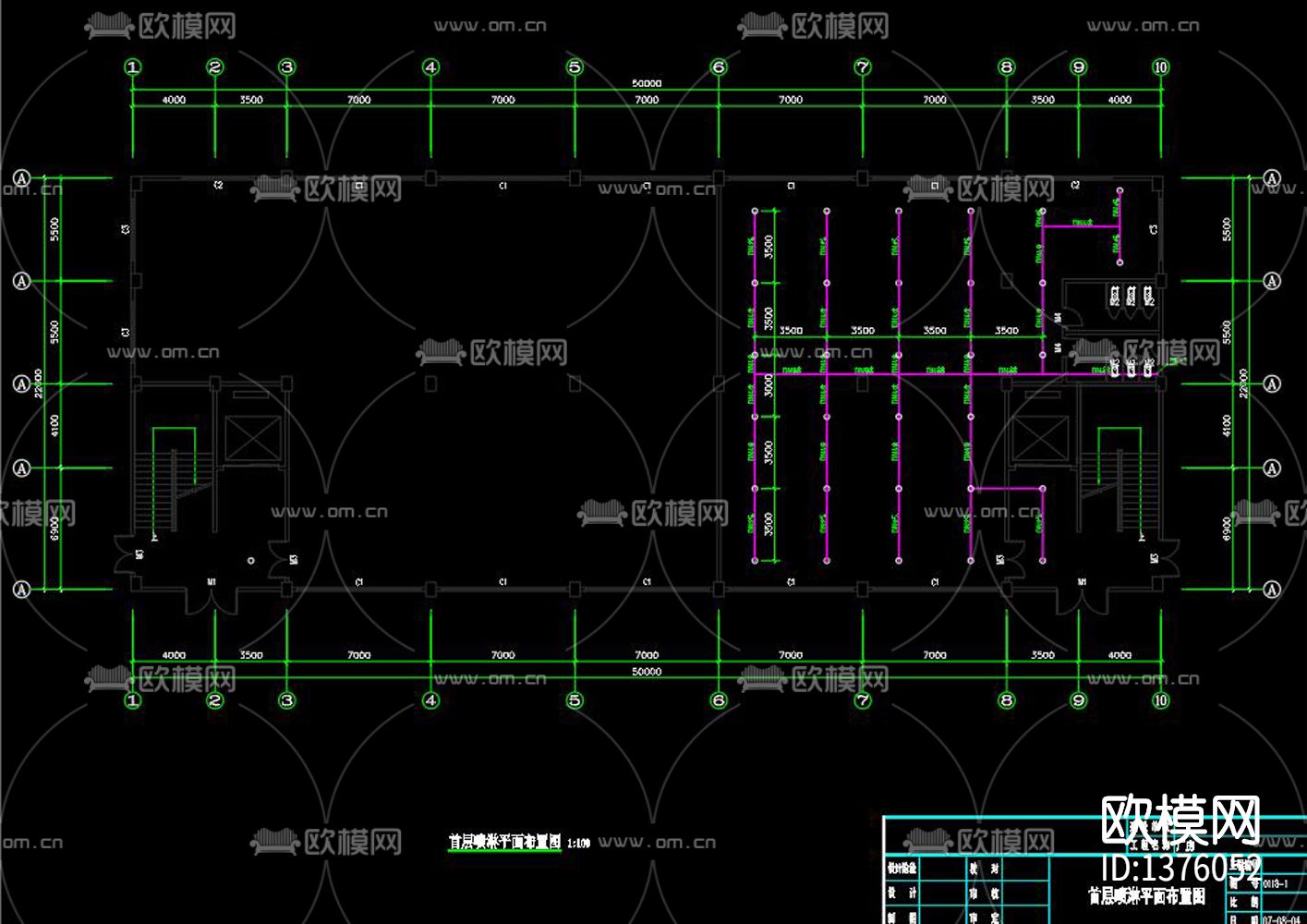 电子厂消防cad施工图下载（渲染图2）