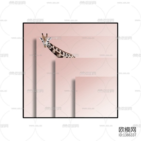 现代简约创意几何长颈鹿装饰画下载