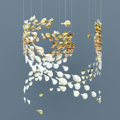  现代花瓣装饰灯su模型 