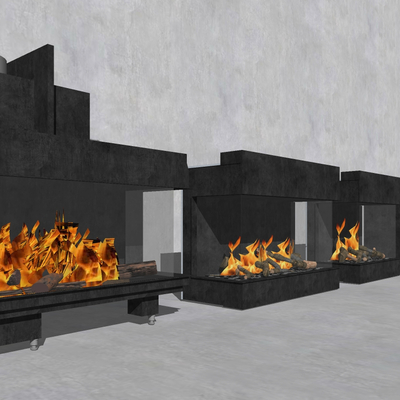  现代铁艺壁炉火炉su模型 