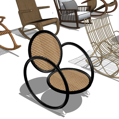  现代摇椅躺椅休闲椅su模型 