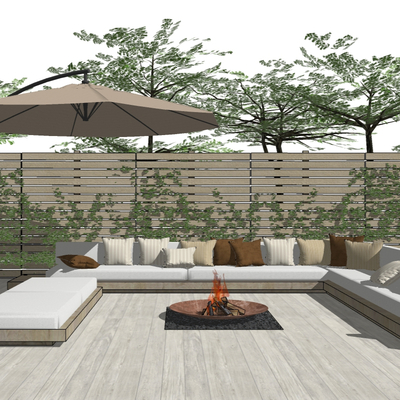  现代布艺户外沙发su模型 