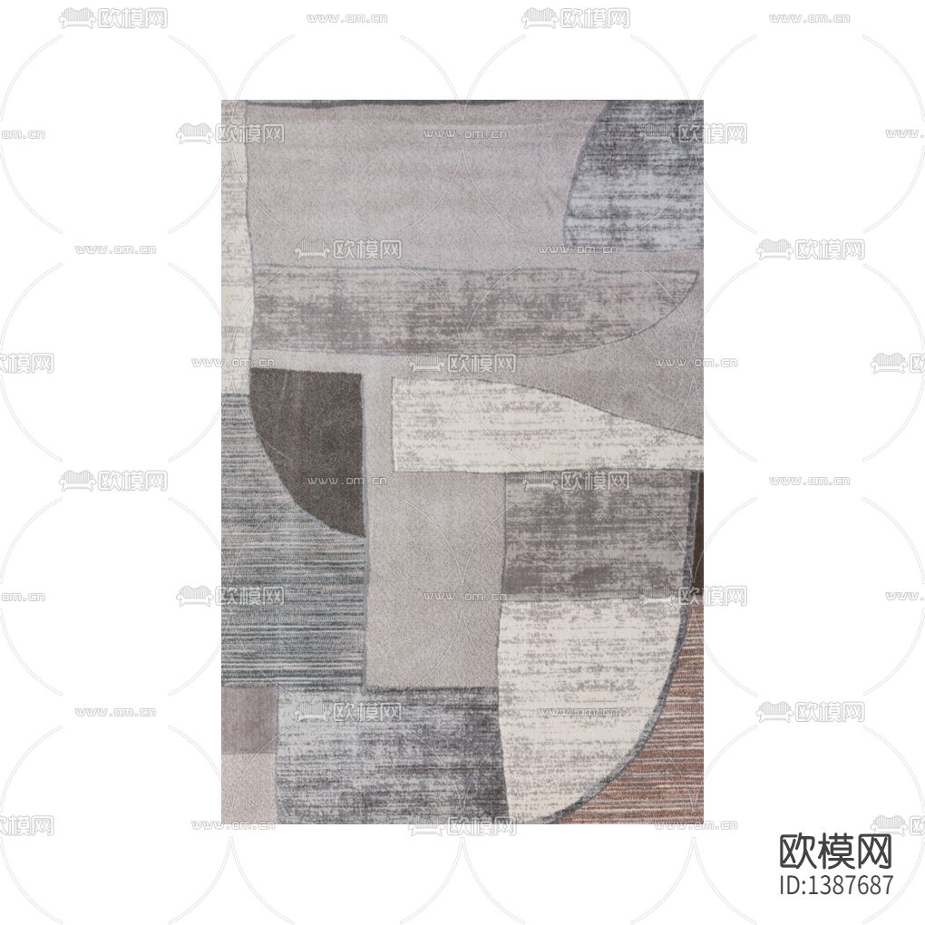 现代简约创意诧寂风灰色布艺地毯下载