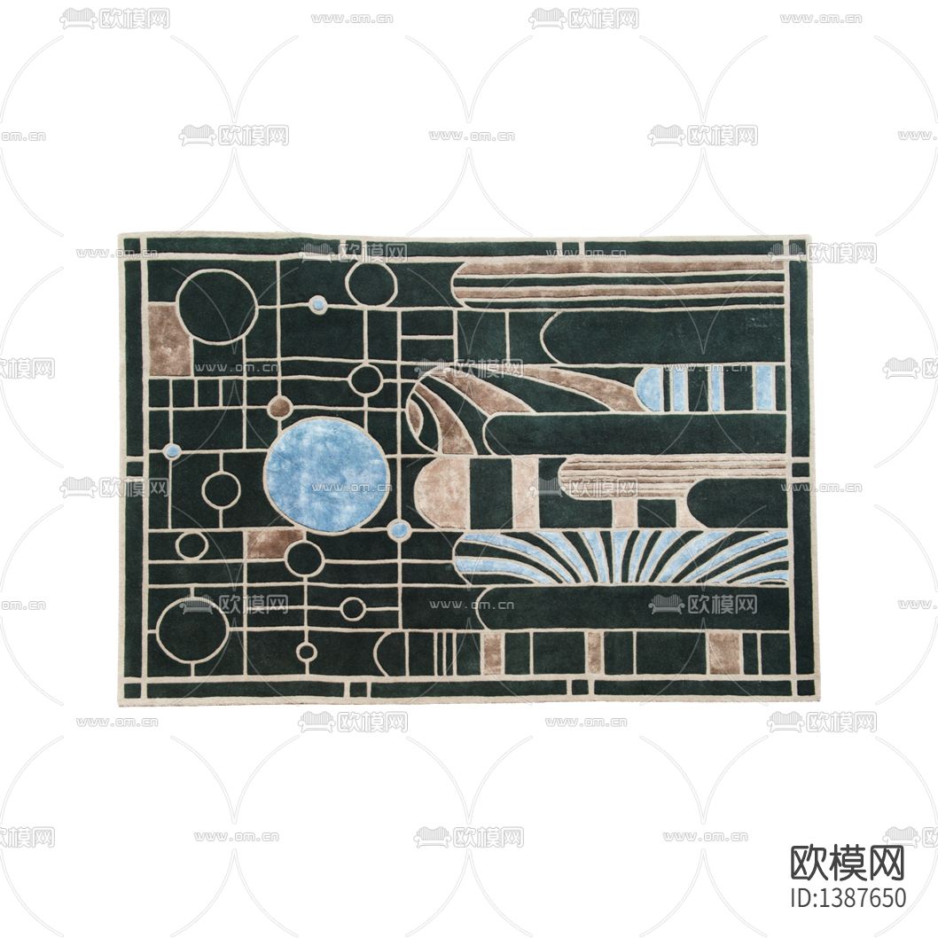 现代简约创意几何线条布艺地毯下载