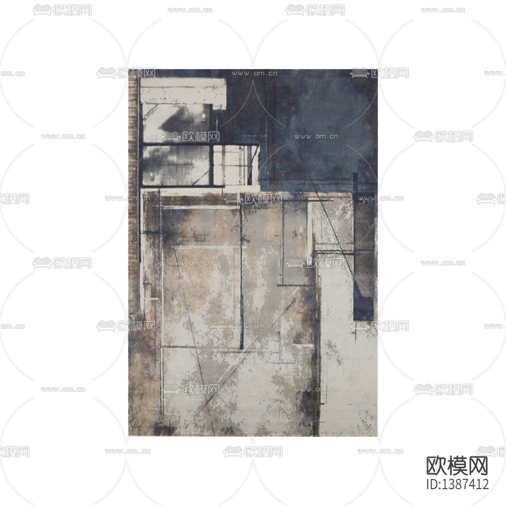 现代简约创意诧寂风灰色布艺地毯下载