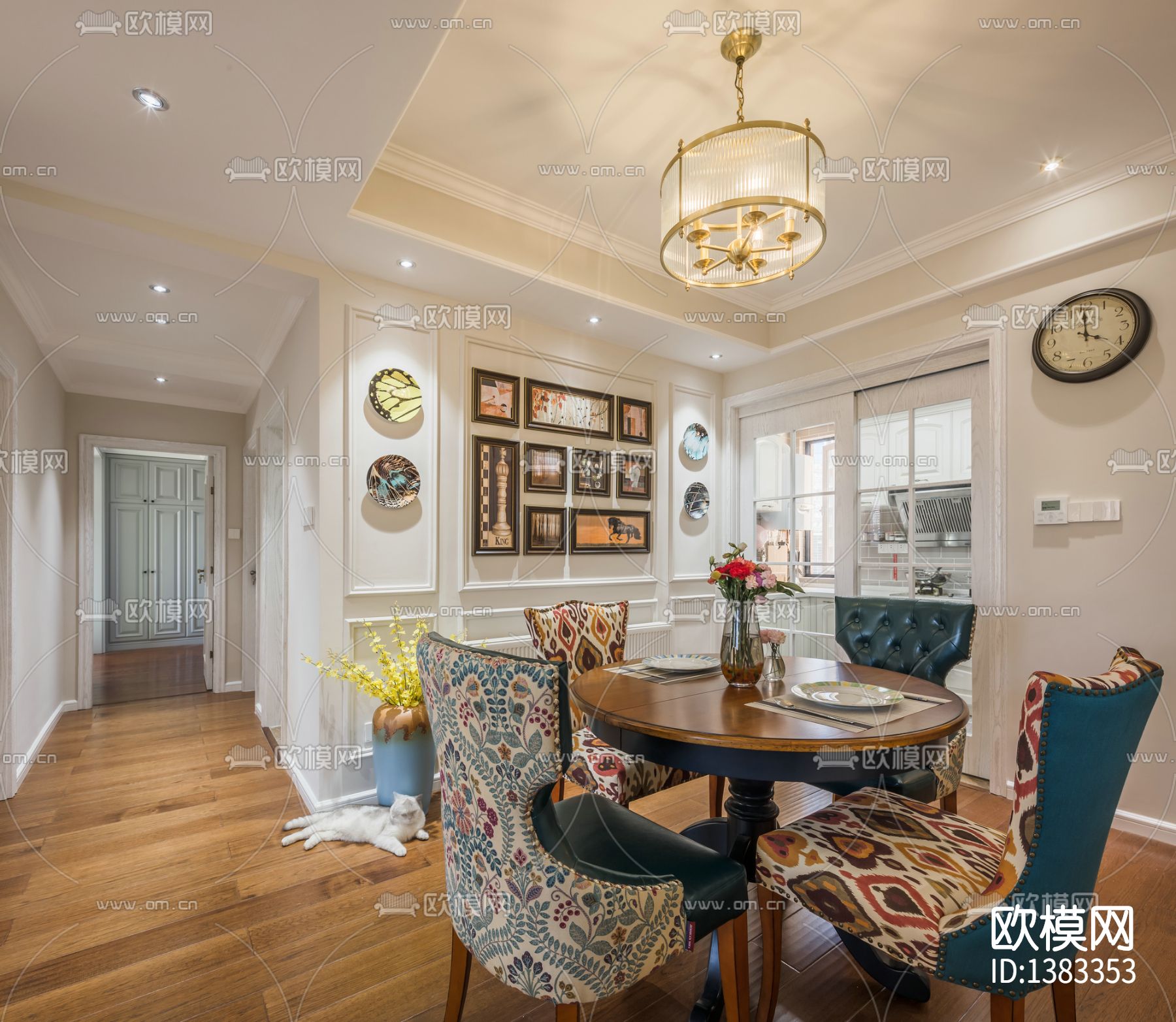 美式家居cad施工图下载（渲染图6）